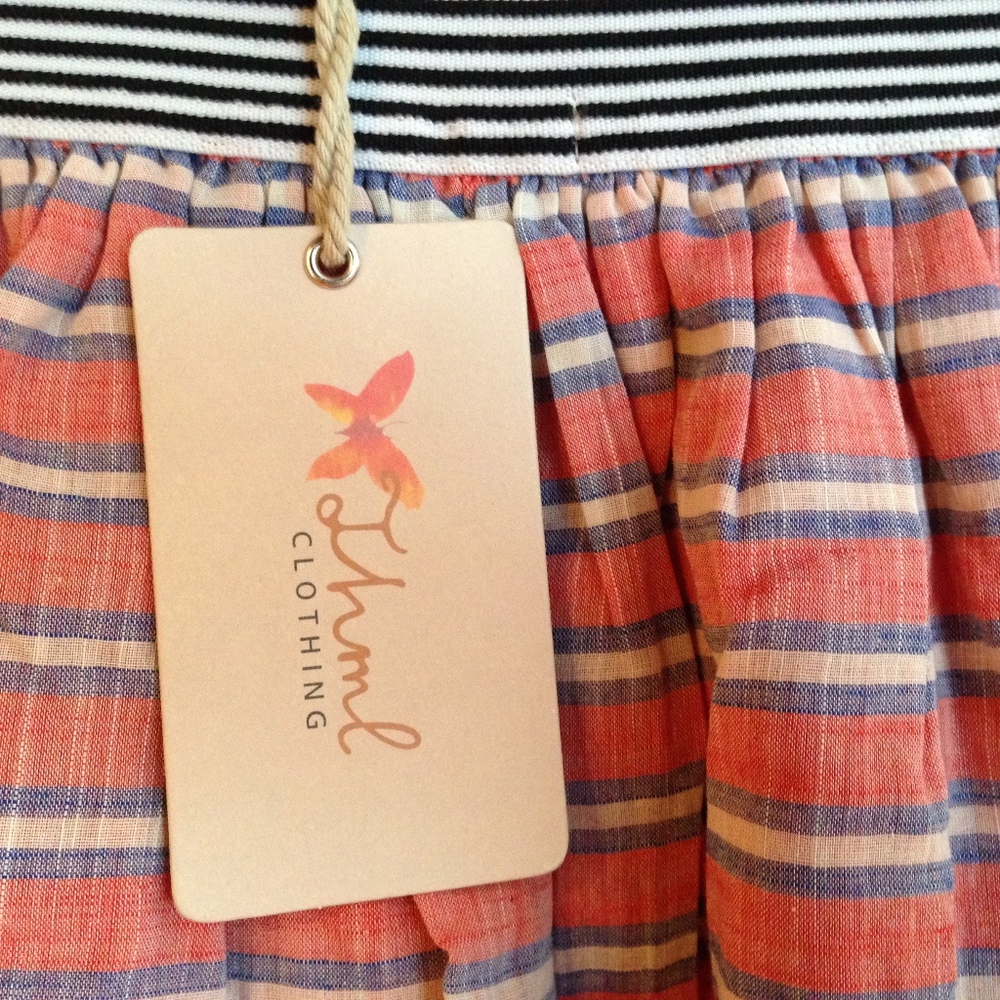 Cute salmon, white and blue mini skirt